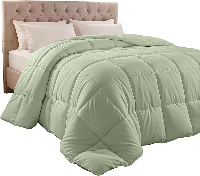 Utopia Bedding Twin Comforter Duvet Insert, Quilted Sage Green Comforter with Corner Tabs, Box Stitched Down Alternative Comforters Twin Size 64 x 88 inches