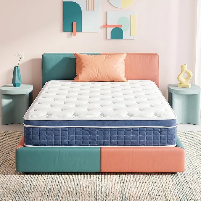inight 14 Inch Twin Size Hybrid Mattress, Medium Firm Spine Alignment with Nebulign Foam & Silent Pocket Coils, Motion Isolation, Fiberglass Free, CFR 1633 Compliant