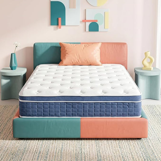inight 14 Inch Twin Size Hybrid Mattress, Medium Firm Spine Alignment with Nebulign Foam & Silent Pocket Coils, Motion Isolation, Fiberglass Free, CFR 1633 Compliant