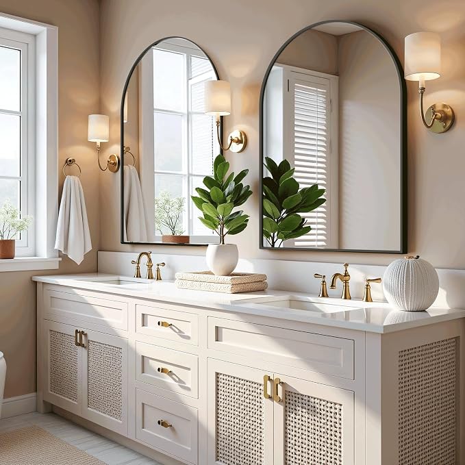 Arched Bathroom Mirror for Wall, 38" x 26" Black Metal Frame Vanity Mirror, HD Glass Over Sink for Bathroom, Entryway, Bedroom - Image 3