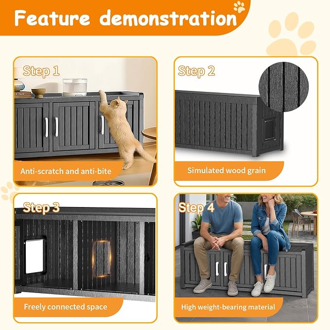 ROJIK Shoe Cabinet Waterproof UV-Resistant,Storage Bench Indoor Outdoor with Adjustable Shelves,for Entryway Bedroom,Hallway,Living Room(3 Door + Side Access,Black) - Image 7