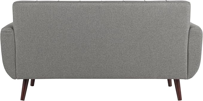 Serta® David 61.2" Modern Sofa, Tufted Back Cushion, Rounded Arms, Solid Wood Legs, Dream Coil® Comfort, Woven Polyester Fabric, Gray