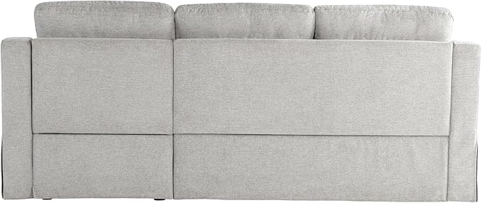 Serta Hawthorne 89.8" Slipcovered Convertible Sleeper Sofa Chaise, Queen Size, Dreamcoil Comfort, Reversible Storage Chaise, Polyester Tweed Fabric, Linen