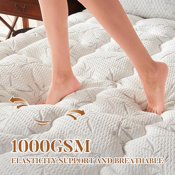 PRIMESOFT 100% Waterproof King Size Mattress Topper, Thick Pillow Top Mattress Pad，Up to 21 Inch Deep Pocket,Soft Breathable Mattress Pad for Back Pain, Protector Cover(White)
