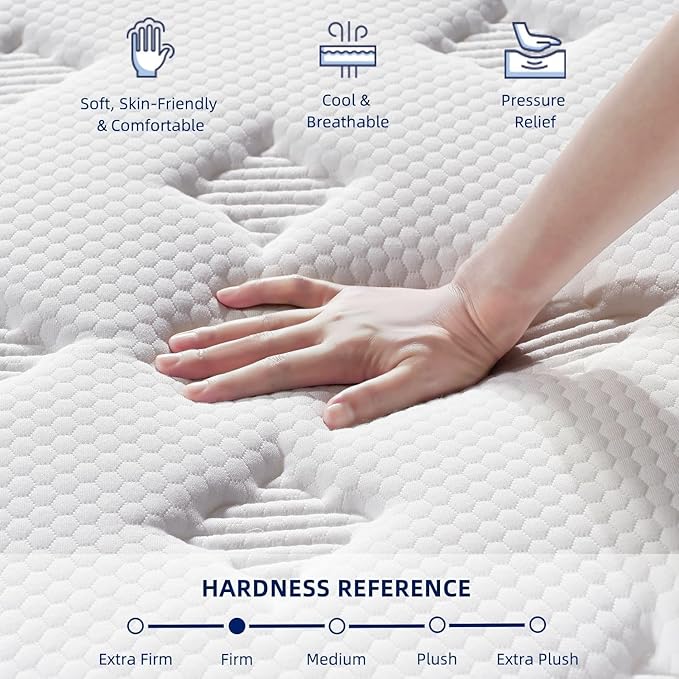 14 Inch Medium Plush Queen Size Mattress [Upgraded] Queen Hybrid Mattresses in A Box With Gel Memory Foam & Pocket Springs, Strong Edge Support,Pressure Relief,CertiPUR-US,365-Night Trial