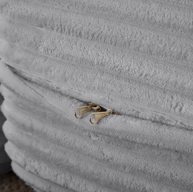 KEIKI Corduroy Floor Sofa Convertible Couch, 15" Full Size Foam Folding Mattress Sleeping Sofa, Lounge Floor Couch Hidabed Sleeper Bed with 2 Pillows, Light Gray