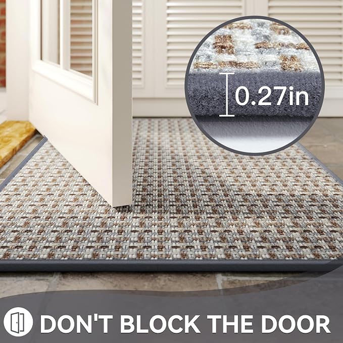 Indoor Door Mat 24x72 Dirt Resistant and Absorbent, Non-Slip Rubber Backing Floor Mats, Easy Clean Low-Profile Doormat for Entryway, Front Door, Inside Entrance Gray - Image 4