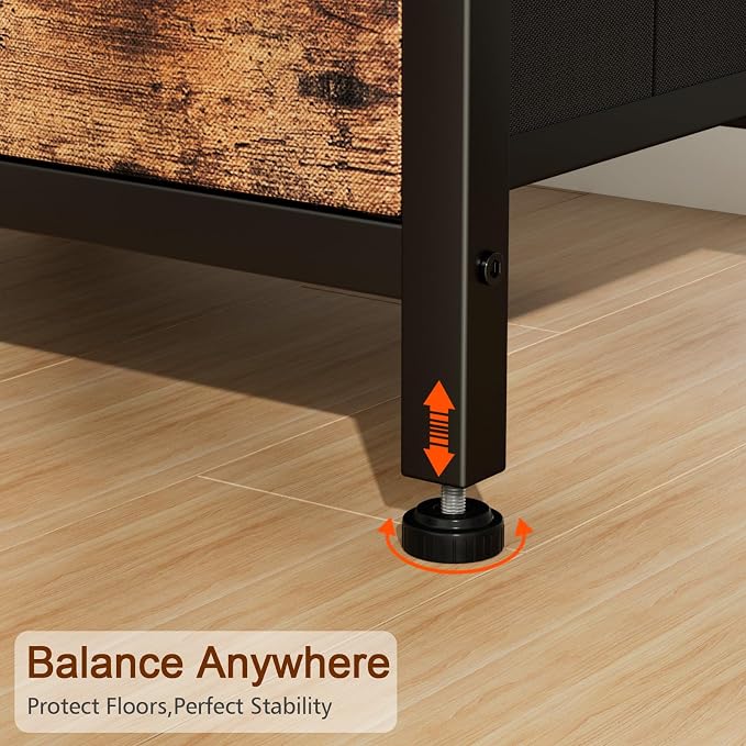 LOAKEKEL Night Stand with Charging Station, Small Bedside Table with 2 Fabric Drawers, Nightstand with USB Ports & Outlets for Bedroom, Brown, HETS020BR-1 - Image 8