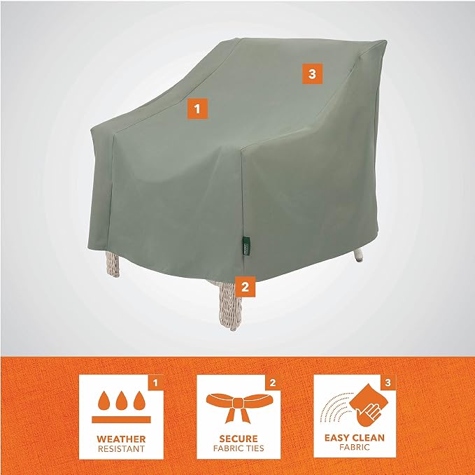 Modern Leisure Basics Patio Chair Cover - Weather-Resistant Fabric - Furniture Protection Perfect for Patio, Deck, and Porch - 33" L x 34" W x 31" H - Sage - Image 3