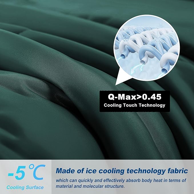 Cooling Comforter King Size, Double-Sided Cold Tech Quilted Bed Comforters Cooling Blanket for Hot Sleepers, Breathable Lightweight Summer Bedding, All-Season Ice Blanket, Emerald Green