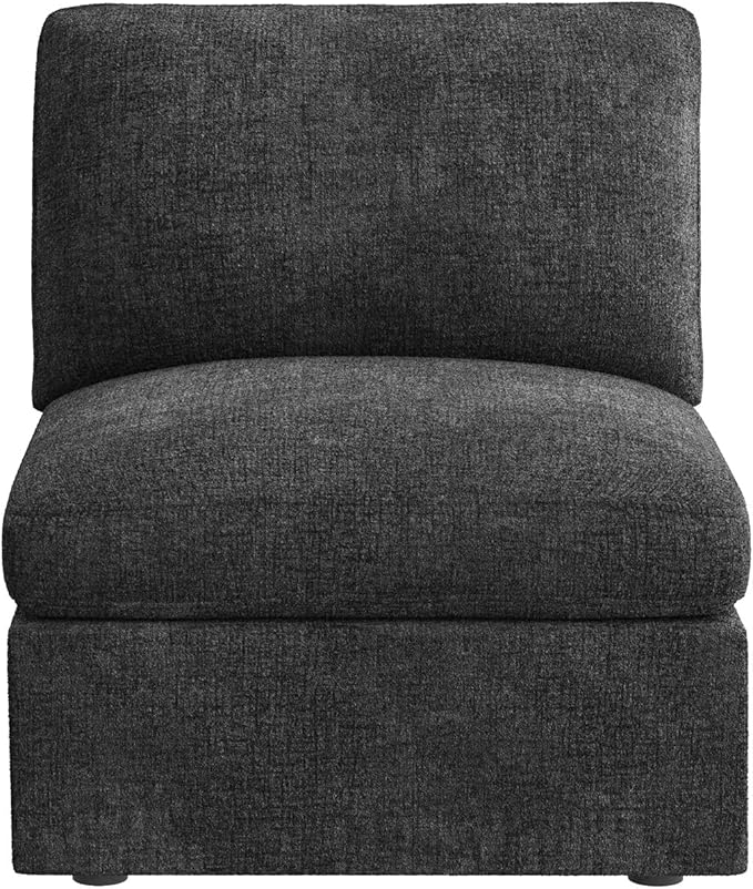HONBAY Chenille Fabric Middle Module for Modular Sectional Sofa, Armless Accent Chair with Storage Seat, Grey