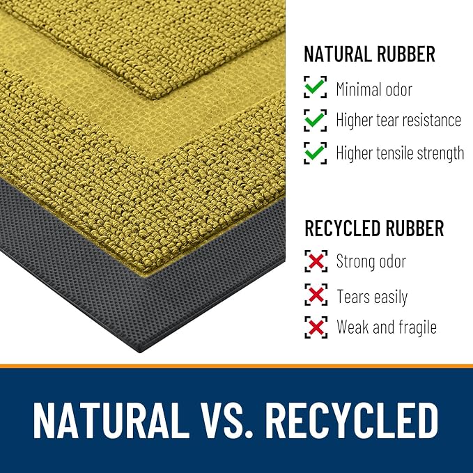 OLANLY Front Door Mat Indoor Outdoor Entrance, Waterproof All-Season, All-Weather Doormat, Sturdy Natural Rubber, Low Profile, Easy Clean Patio Porch Entryway Mat, 47x23, Lime Green - Image 4