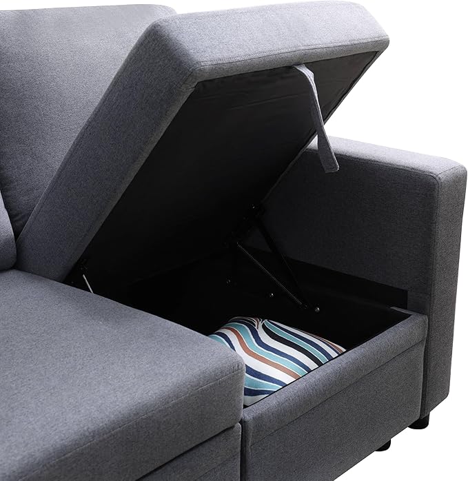 Sleeper Sofa Couch Bed, Convertible Sofa Bed with Armrests, Sectional Sofa with Storage Seat U Shaped Sectional Couch with Reversible Chaise for Living Room Apartment Bedroom Office