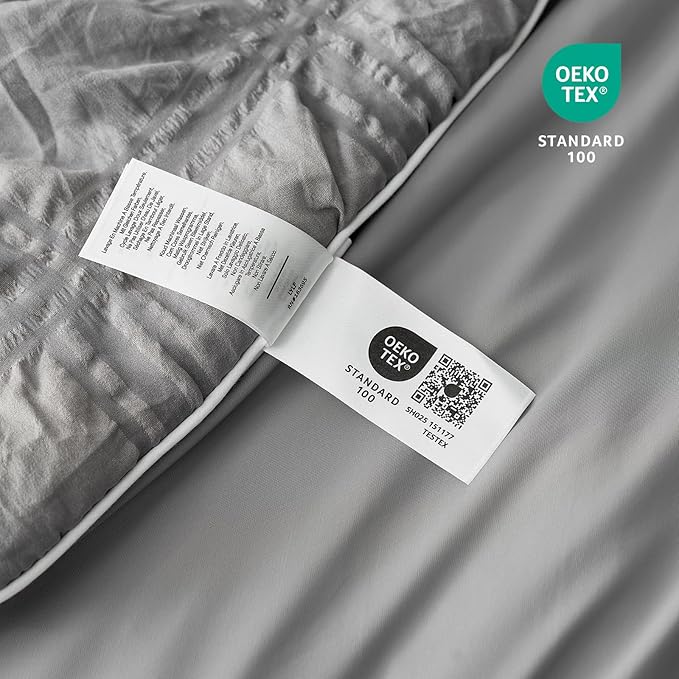 Cozy Bliss Cooling Comforter Seersucker Plaid Queen Size, Q-Max 0.45 Lightweight Cooling Blanket, Breathable Silk Smooth Summer Bedding Quilt for Hot Sleepers Night Sweats Dark Grey