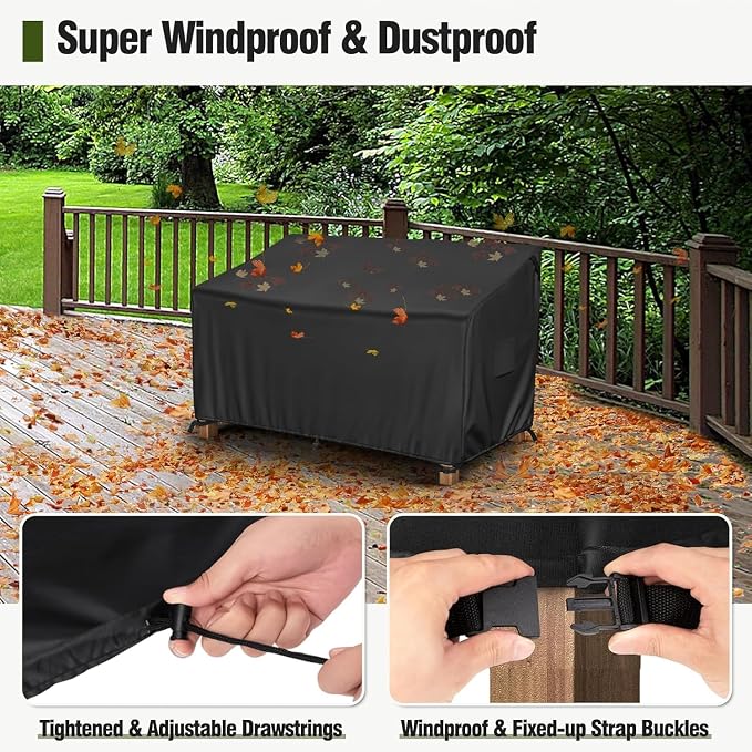 MR.COVER 2-Seater Patio Loveseat Cover, Patio Furniture Covers Waterproof, Heavy Duty Outdoor Couch Sofa Covers with Air Vent and Handles, No Fading and No Tears, Fits up to 58"W x 32"D x 31"H, Black - Image 6