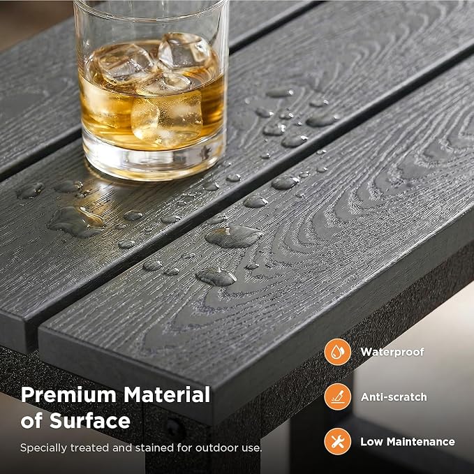 ODK Outdoor Side Table, Adirondack Patio End Table with Weather-Resistant, Waterproof Top for Hot Tub, Garden, Balcony, Poolside, Durable & Easy-to-Clean, Grey - Image 4