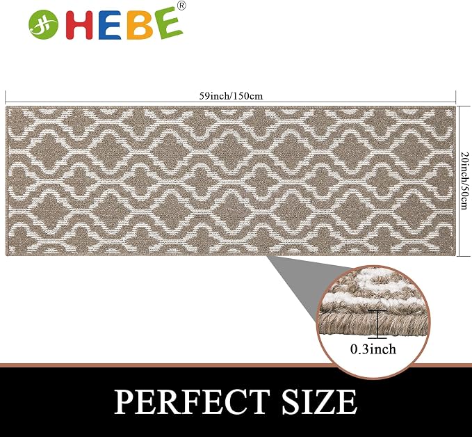 HEBE Washable Runner Rug 20"x59" Indoor Door Mat Runners,Non Slip Dirt Trapping Rug Runner Floor Mats Carpet Runners for Entryway Hallway Kitchen Garage Laundry Room - Image 2