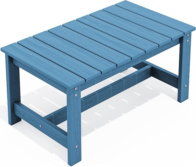 SERWALL Rectangle Outdoor Coffee Table, HDPE Patio Coffee Table, Navy by SERWALL