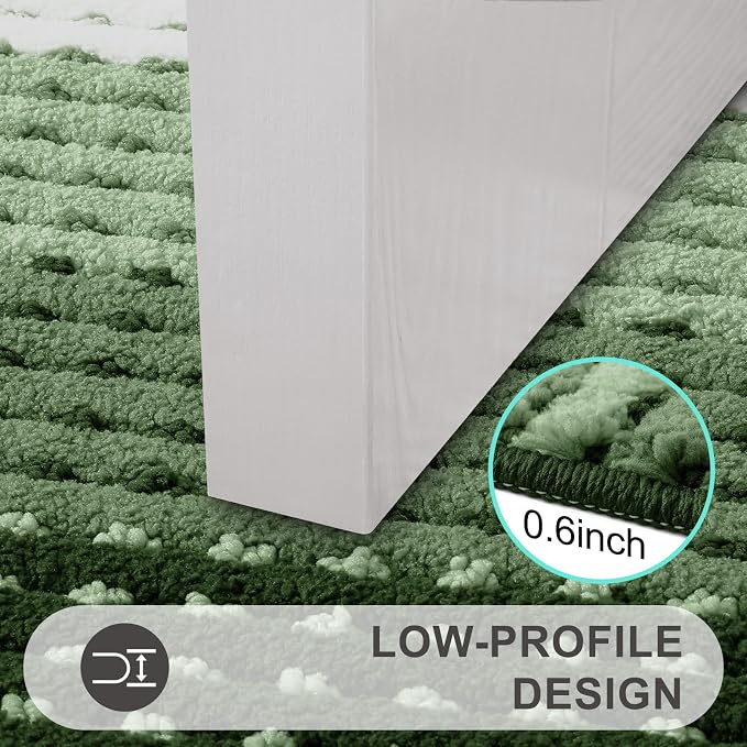 Kitinjoy Indoor Outdoor Door Mat, 59x20 Non-Slip Absorbent Dirt Trapper, Low-Profile Washable Inside Entrance Front Floor Mat, Sturdy Soft Entry Dotted Ombre Doormats for Entryway, Green - Image 4