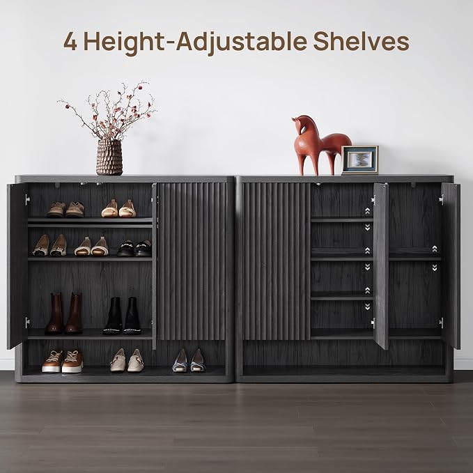 SICOTAS Shoe Cabinet 94.4" Wide Freestanding Hidden Shoe Storage Cabinet with 6 Doors & 8 Adjustable Shelves Tall Modern Shoes Rack Organizer Cabinets Storage for Entryway Hallway Living Room Entrance - Image 4