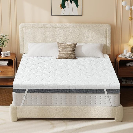 Extra Firm Mattress Topper Full Size 3 Inch, Firm to Extra Firm Mattress Pad with Dual Sides Flippable for Back Pain Relief, High-Density Support Bed Topper with Washable Cover, CertiPUR-US, 75" x 54"
