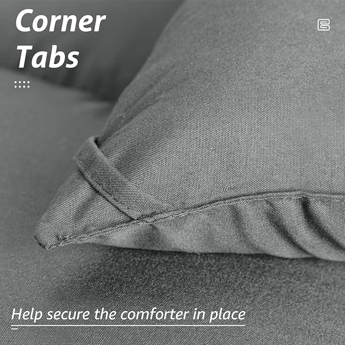 HYLEORY All Season Full Size Bed Comforter - Cooling Down Alternative Quilted Duvet Insert with Corner Tabs - Winter Warm - Machine Washable - Light Grey