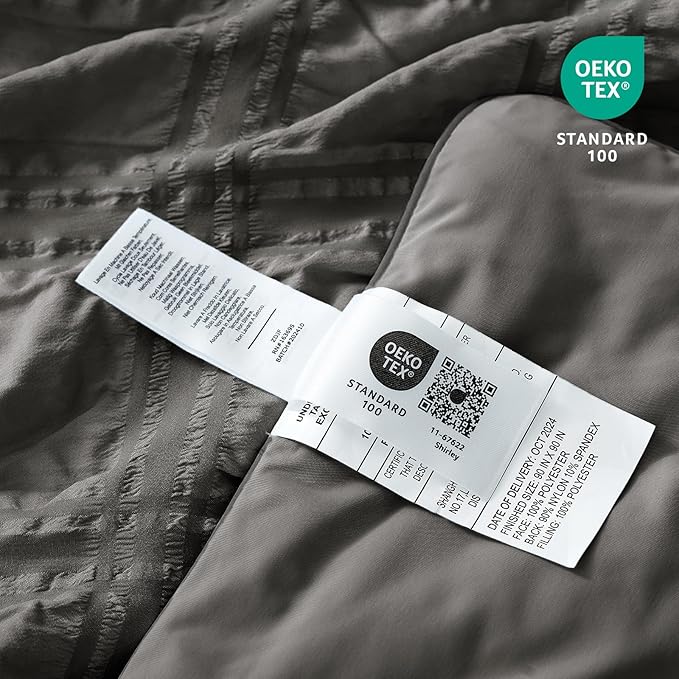 Cozy Bliss Cooling Comforter Seersucker Plaid Twin XL Size, Q-Max 0.45 Lightweight Cooling Blanket, Breathable Silk Smooth Summer Bedding Quilt for Hot Sleepers Night Sweats Dark Gray
