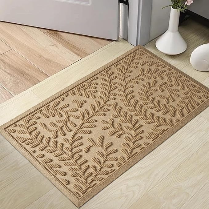 HIYARD Front Door Mat, Absorbent Dirt Trapping Welcome Door Mat Indoor Outdoor, Non Slip Entry Mat, Indoor Outdoor Door Mats, Fade Resistant, Low Profile Doormat for Entryway, 36×24, Beige by HIYARD