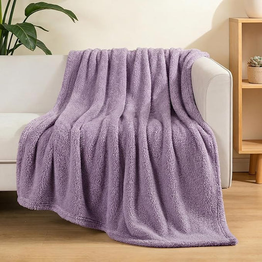 Exclusivo Mezcla Soft Fleece Throw Blanket for Couch, Super Soft Velvet Plush Fleece Blankets, Fuzzy Cozy and Warm for Winter, 50x60 Inches, Grayish Purple