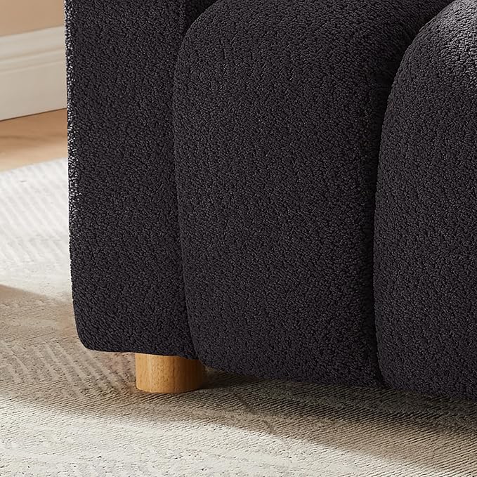 Modern Oversized Living Room Chairs, 40" Wide Boucle Accent Chairs with Deep Seat and Wooden Legs, Comfy Reading Arm Chair for Bedroom, Apartment, Dark Grey