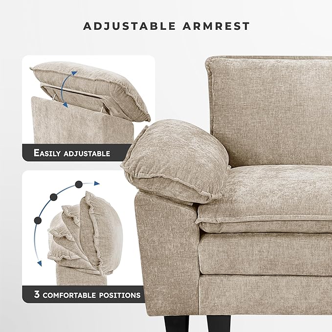 Lexicon Modular Sectional Sofa, Module for Sectional Couch, 2 Arms with Adjustable Pillow Top Set, Left and Right Sofa Arm, Soft Upholstery, Durable Frame, Customizable Comfort, Chenille Light Taupe