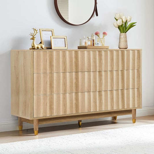Bifins Fluted 6 Drawer Dresser, 53" Wide Modern Storage Chest of Drawers, Wood Drawer Organizer for Bedroom, Living Room, Hallway by BifinsFurniture