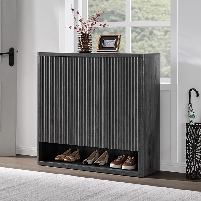 SICOTAS Shoe Cabinet 47.2" Wide Freestanding Hidden Shoe Storage Cabinet with 3 Doors & 4 Adjustable Shelves Tall Modern Shoes Rack Organizer Cabinets Storage for Entryway Hallway Living Room Entrance - Image 3