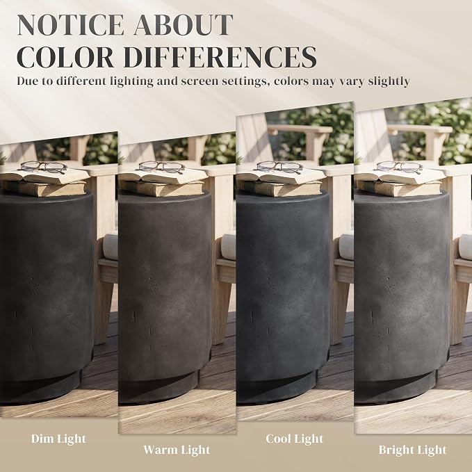 HOMCOM Round Side Table, Lightweight Accent Table with Concrete Finish, End Table with 4 Adjustable Feet for Indoor, Outdoor, Dark Gray - Image 8