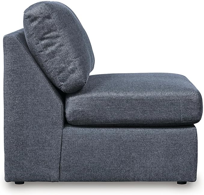 Signature Design by Ashley Modmax Stain Resistant Urban Modular Straight 5-Piece Sectional with Reversible Cushions, Removable Covers and 2 Accent Pillows, Blue