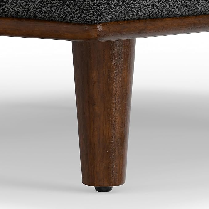SIMPLIHOME Morrison 49-inch Wide Table Ottoman in Charcoal Grey Woven-Blend Fabric, Multifunctional Footrest, Coffee Table, or Extra Seating for Living Room, Mid-Century Modern Style