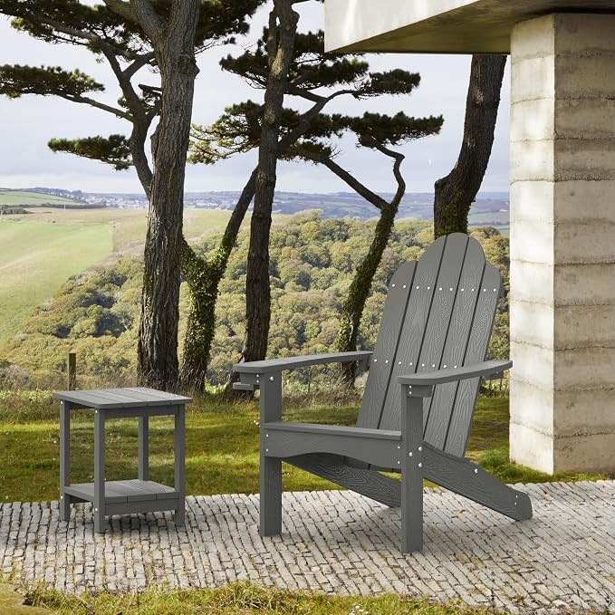 LUE BONA HDPS Adirondack Chairs Set of 6, Fire Pit Outdoor Chair Weather Resistant with Cup Holder, Modern Plastic Chair Plastic for Patio, Deck, Proch, 350LBS, Dark Gray - Image 6