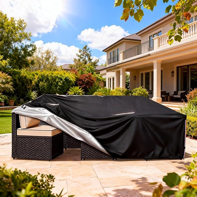 Patio Furniture Covers Waterproof,Heavy Duty Outdoor Furniture Covers, Rectangle Patio Table Cover Fits 5-8Piece Sectional Set Outdoor Chair Couch Table Sets (126" L x 63" W x 28" H) - Image 7