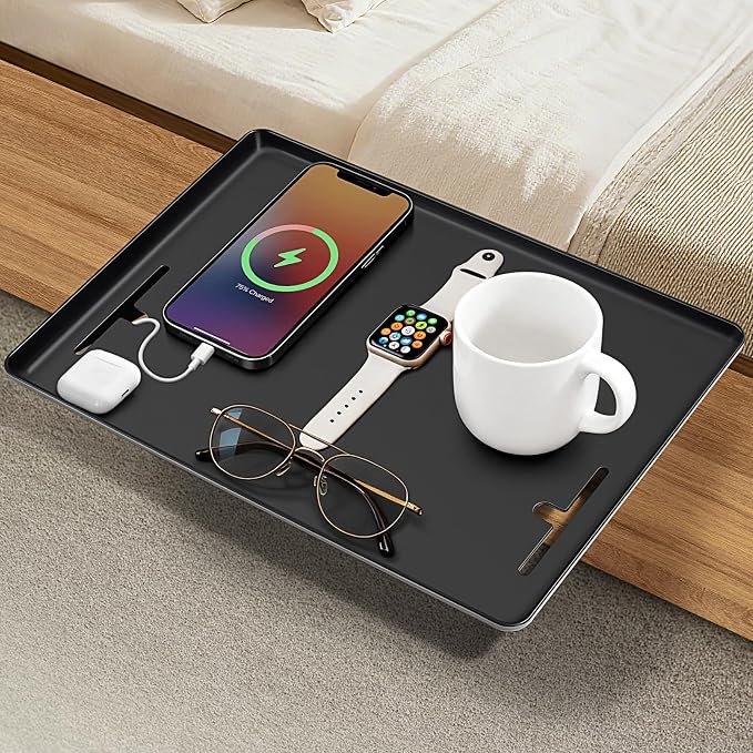 Bedside Shelf Dorm Bunk Bed, Bedside Caddy Shelf Dorm Bed, No Drill College Nightstand Organizer for Personal Items Books Glasses Apartment Bedroom Compact Space Solution Small+Black by Unknown