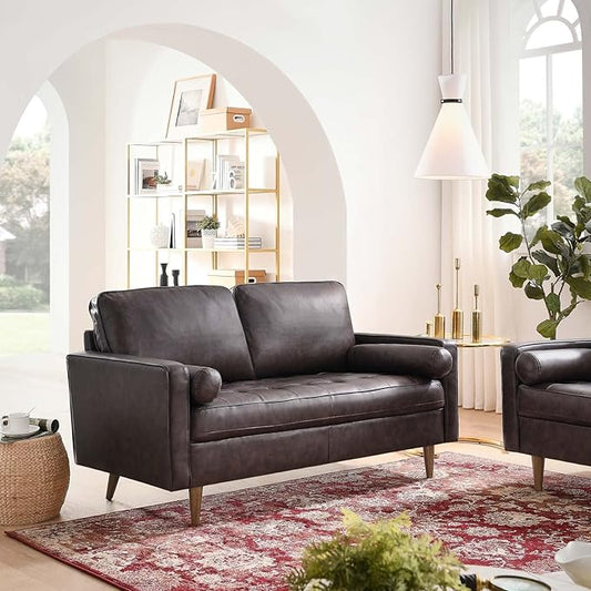 Modway EEI-5870-BRN Valour Leather Loveseat, Brown