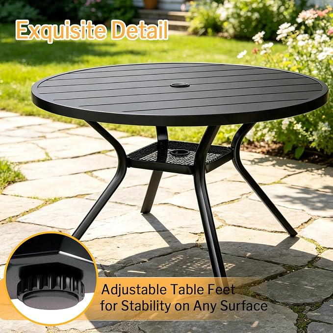 MEOOEM 5 Piece Patio Table Set for 4, Modern Round Outdoor Table and Swivel Chairs 450LBS, All Weather Heavy Duty Outdoor Patio Table and High Back Chairs for Outside, Deck, Garden, Backyard, Grey - Image 8