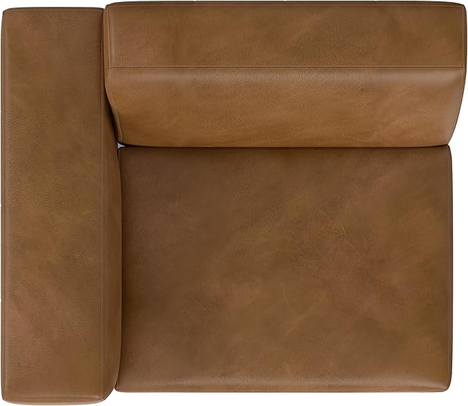 SIMPLIHOME Rex Left-Arm Sofa Module in Full-Grain Genuine Leather, Caramel Brown, 44-inches Wide, Handcrafted Modern-Style Left-Arm Accent Chair for Living Room and Family Room