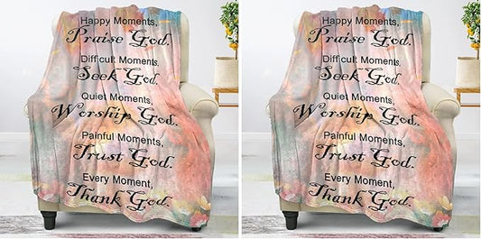 COMFAR Christian Gifts for Women Faith, Inspirational/Religious/Spiritual Gifts for Adults, Soft Throw Blankets for Women/Men, Personalized Blankets for Adults 40"x 50" (Pack of 2)