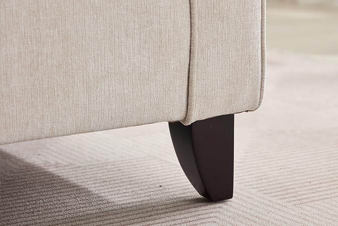 46.3 Inch Oversized Armchair Chenille Fabric Chair and a Half Single Sofa with Pillow Removable Washable Covers Rubberwood Legs Ruffled Armrests for Living Room Bedroom Office Apartment, Cream