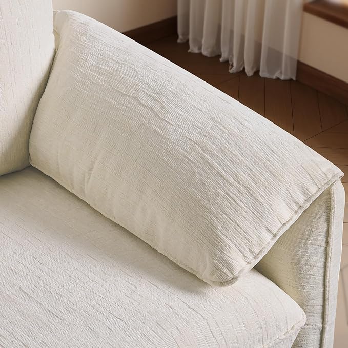 ONBRILL Oversized Accent Chair, 41 Inch Chenille Fabric Armchair, Comfy Single Sofa Chair with Padded Arms, Pocket Spring Cushion, Modern Reading Chair for Living Room, Bedroom, Beige