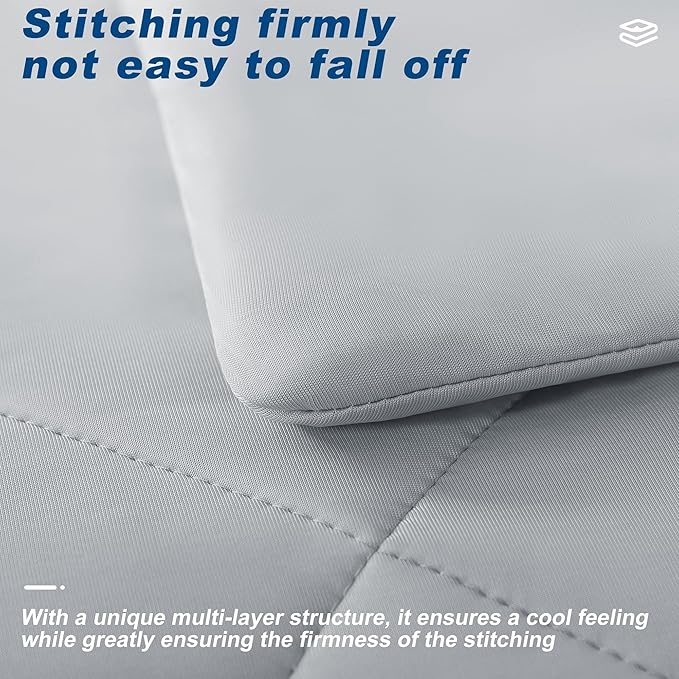 Cooling Comforter Twin Size, Double-Sided Cold Tech Fabric Quilted Bed Comforters Cooling Blanket for Hot Sleepers, Breathable Lightweight Summer Bedding, All-Season Ice Blanket, Light Gray