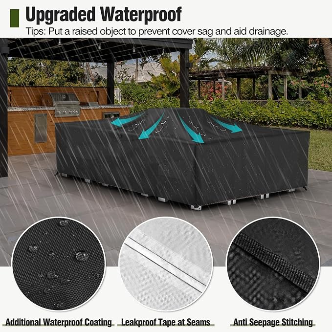 MR.COVER Patio Furniture Cover, Outdoor Sectional Sofa Set Cover Water Resistant General Purpose Rectangular 600D Heavy Duty Patio Table protection Size 108L x 82W x 28H inch - Image 4