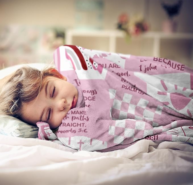 Baptism Gifts for Girl, Baptismal Gift Blanket 40"x50", Christening Favors Present, Best Baptism Gift for Girls, Christian Religious Bible Catholic Gift Ideas Throw Blankets