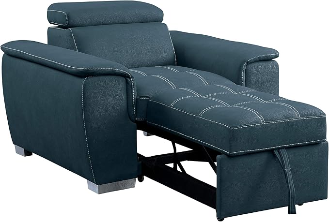 Homelegance Ferriday 45" Convertible Lounger Chair, Blue