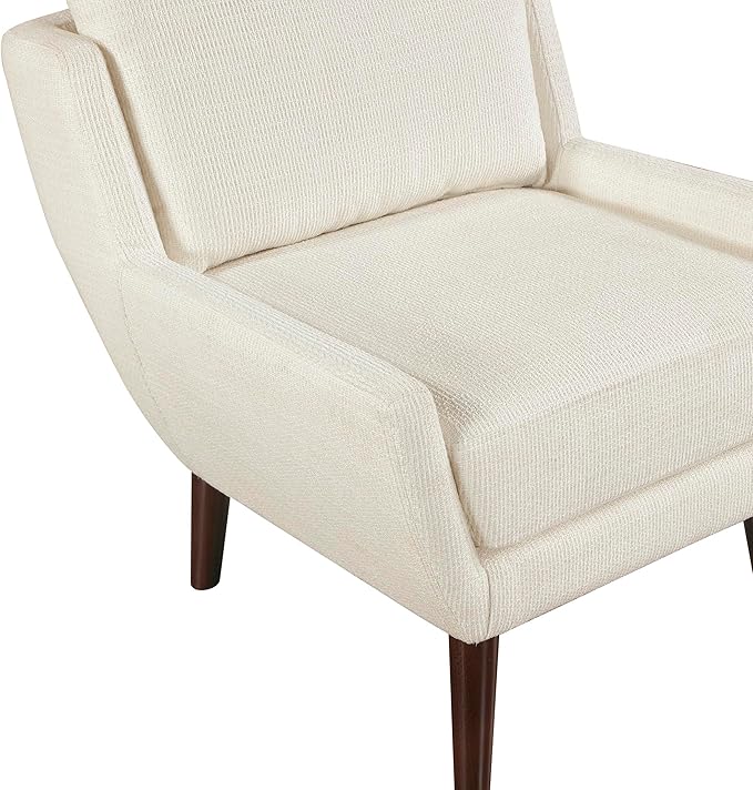 Lexicon Modern Wingback Accent Chair, Chenille Fabric Upholstered Lounge Reading Arm Chair, Solid Wood Legs for Living Room, Bedroom, Supportive Padded Pocket Coil Seat, Easy Assembly, Beige